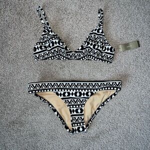 J. Crew Black and White Patterned Bikini